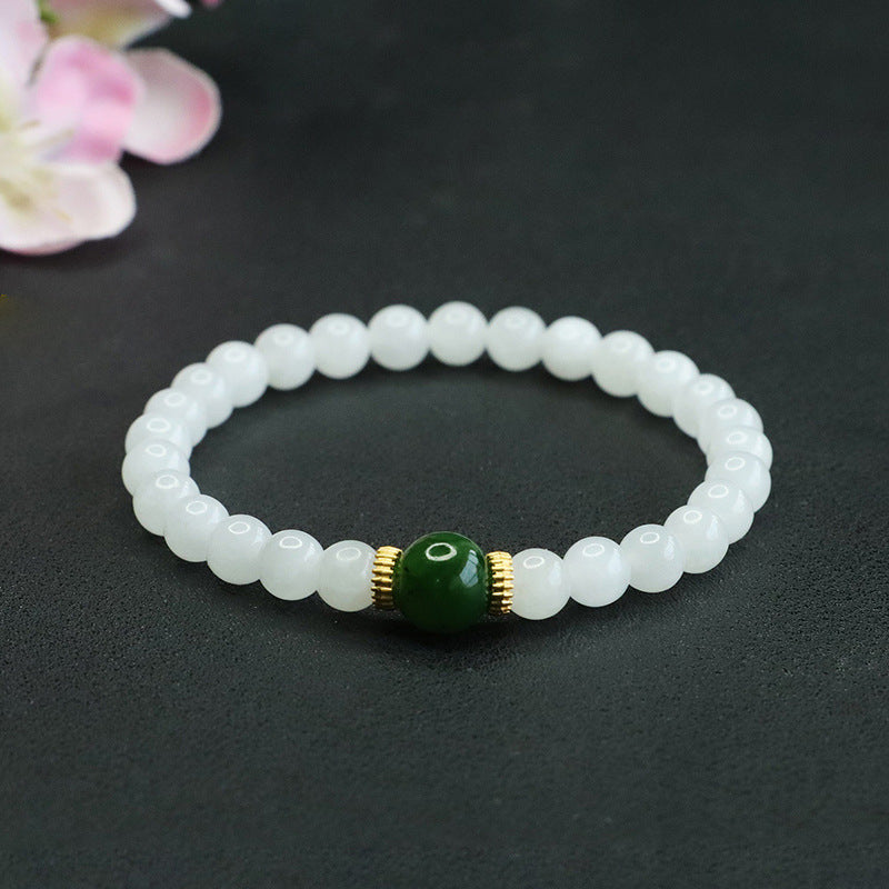 Fortune's Favor White Jade Sterling Silver Bracelet