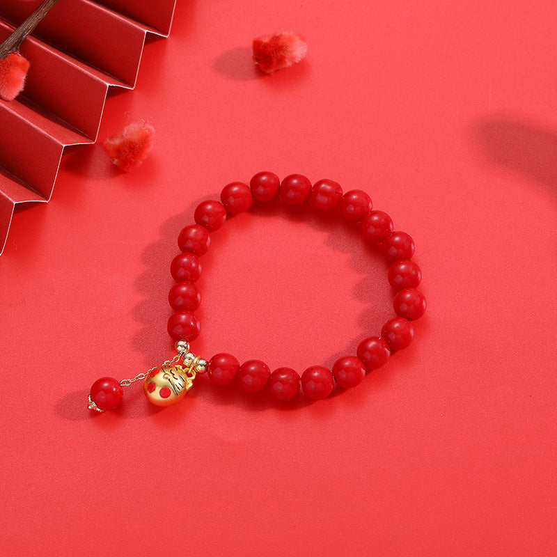 Festive Red Stone Bracelet for Prosperity and Blessings