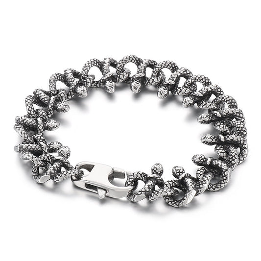 Unique Retro-Inspired Snake Bracelet for Men in Stainless Steel