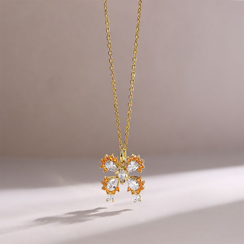 Unique Butterfly Zircon Silver Necklace