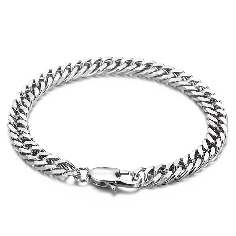 Customizable Handmade Jewelry: Japanese and Korean Inspired Titanium Steel Cuban Chain Bracelets for Men and Women