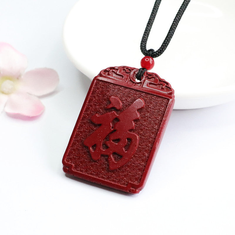 Cinnabar Blessing Sterling Silver Pendant Jewelry