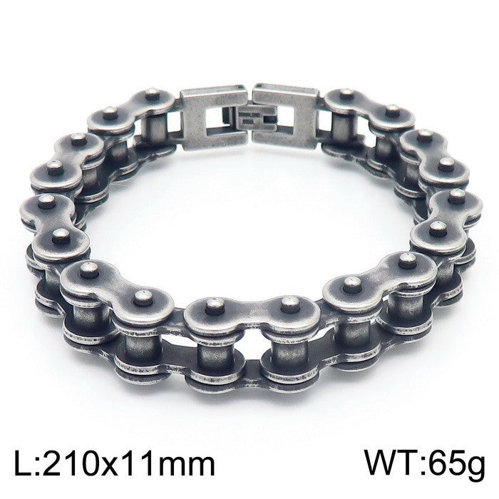 Personalized 11mm Men's Bicycle Bracelet in Rock Hip-Hop Style - European and American Design