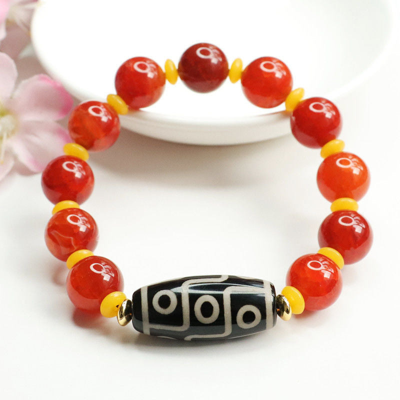 Heavenly Red Agate and Chalcedony Sterling Silver Bracelet