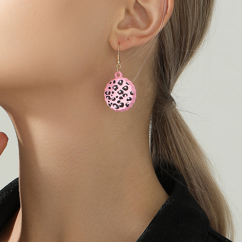 Leopard Print Earrings in Baked Paint Bottle Cap Design