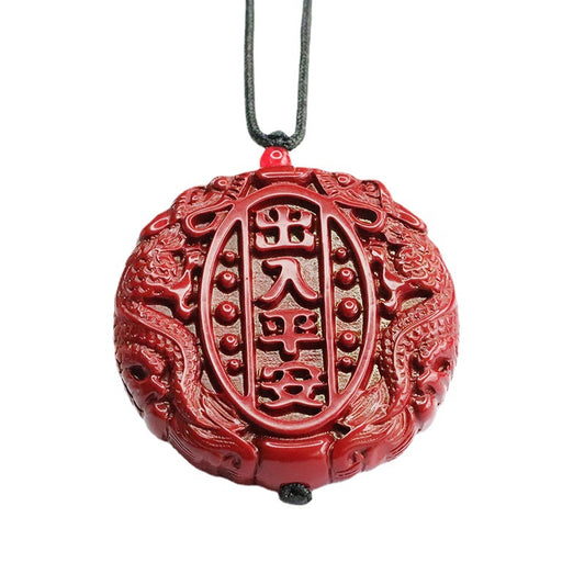 Double Pixiu Sterling Silver Cinnabar Stone Pendant