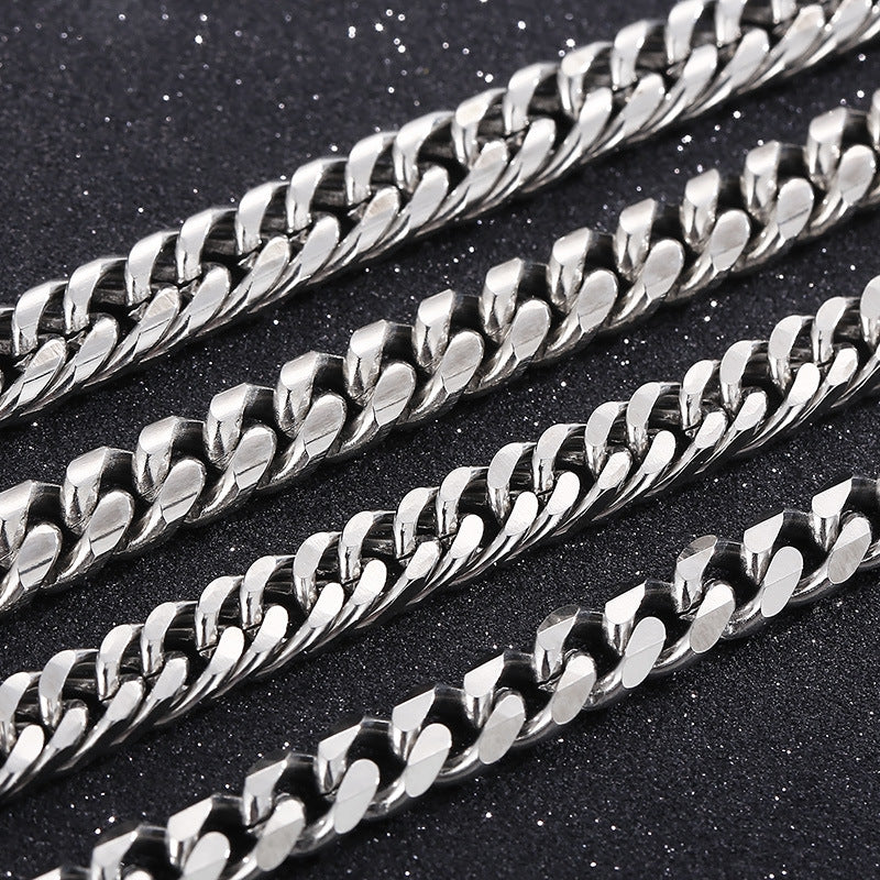 Unisex Retro Stainless Steel Cuban Chain Bracelet for Hip-Hop Style