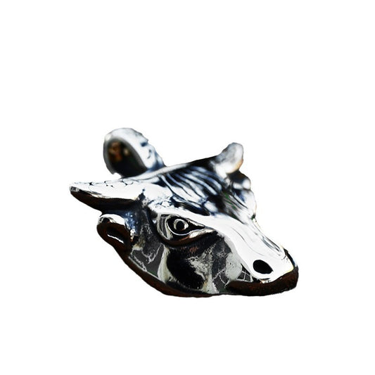 Vintage-Inspired Stainless Steel Cow Head Pendant for Men - Wholesale Retro Titanium Steel Jewelry