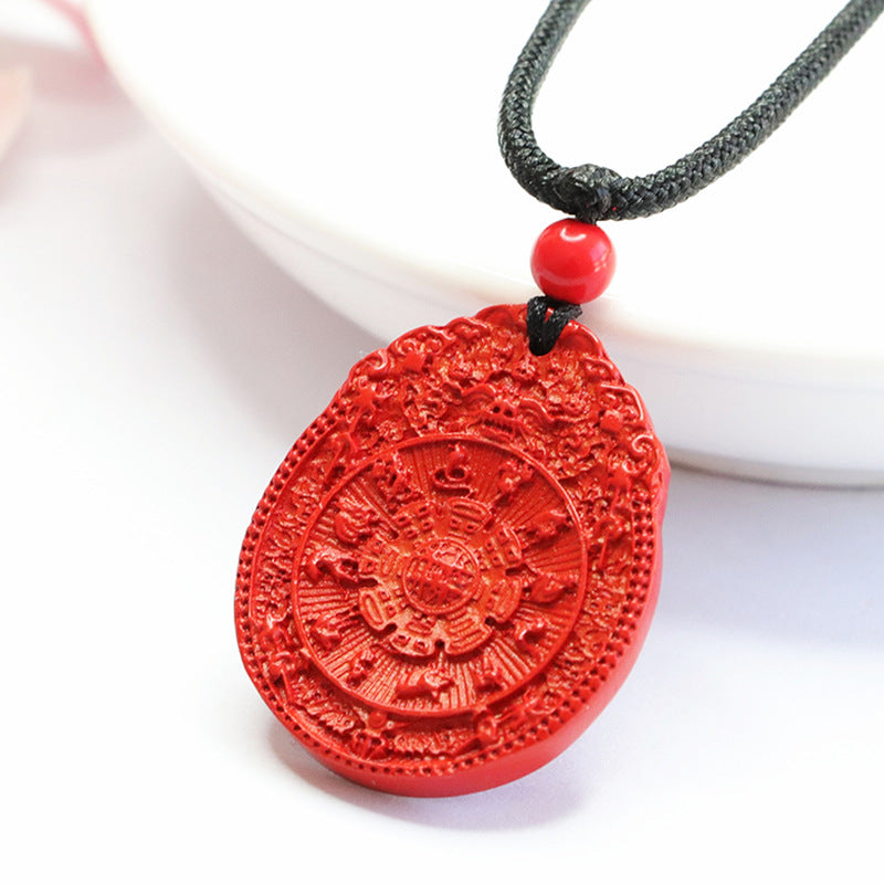 Celestial Charisma Red Cinnabar Bagua Zodiac Pendant