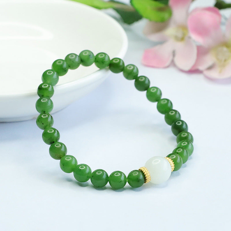 Fortune's Favor White Jade Bracelet in Sterling Silver