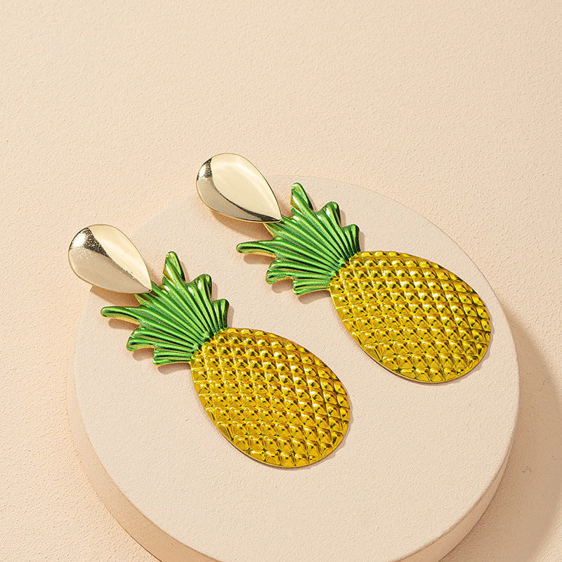 Exaggerated Fashion: Colorful Pineapple Earrings with Cross-Border Appeal