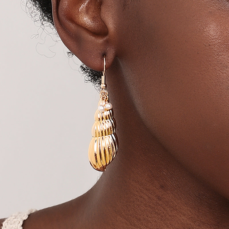 Elegant Seashell and Pearl Tassel Earrings - Vienna Verve Collection