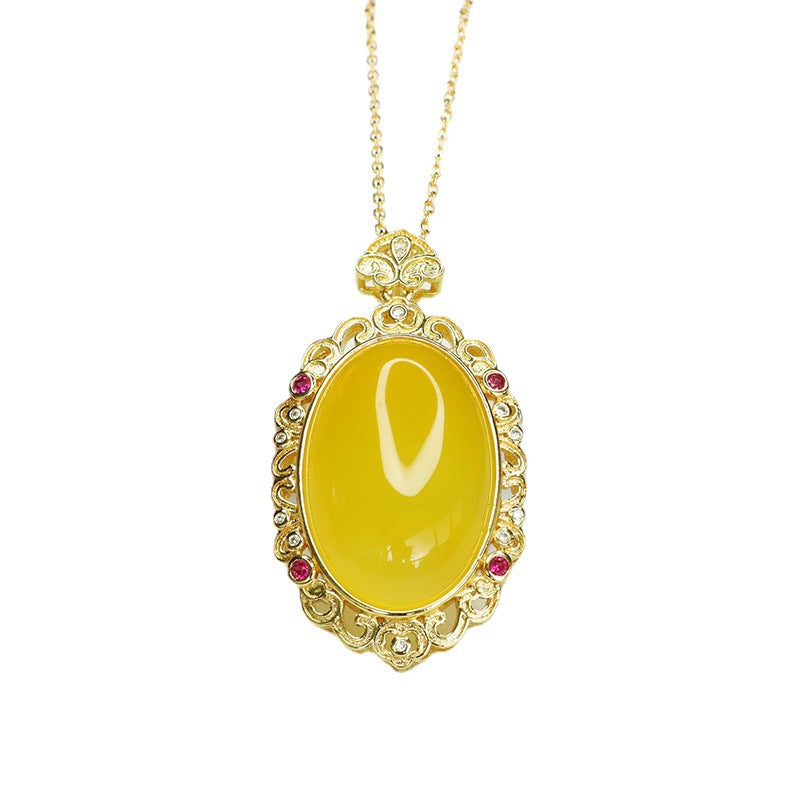 Pigeon Eggs Yellow Chalcedony Auspicious Cloud Zircon Pendant