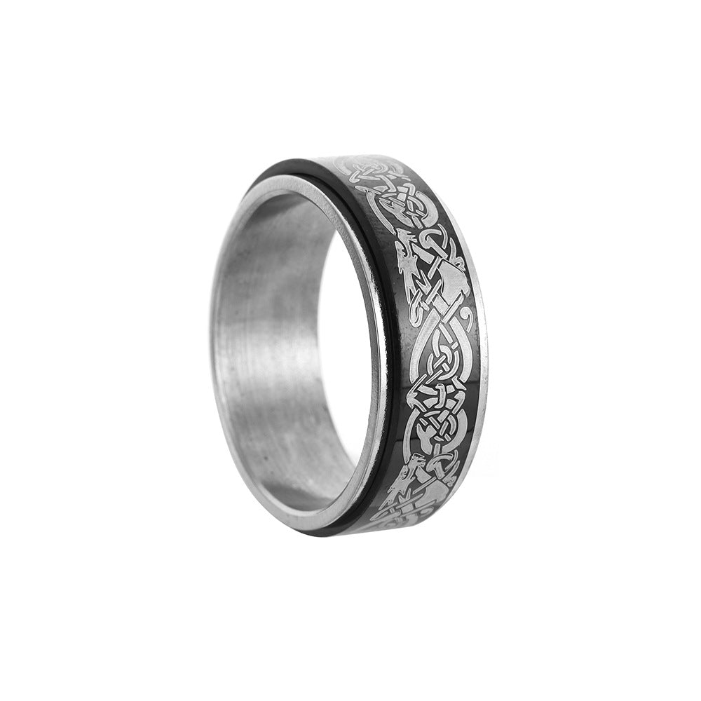Rotating Dragon Pattern Titanium Steel Ring for Men - Cross-border Jewelry from Amazon Europe and America
