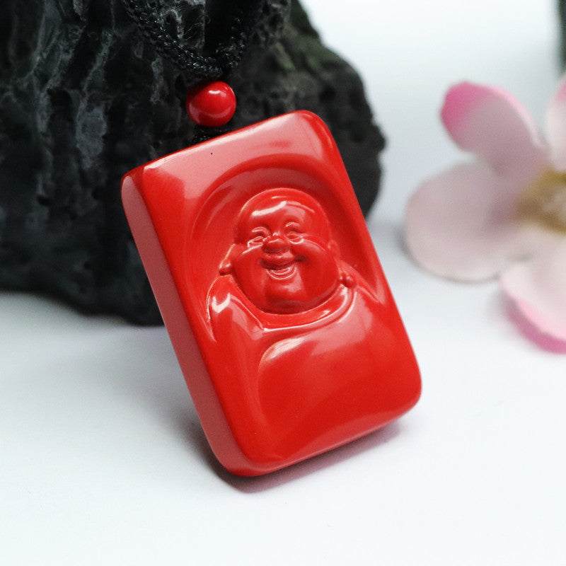 Cinnabar Laughing Buddha Pendant Jewelry