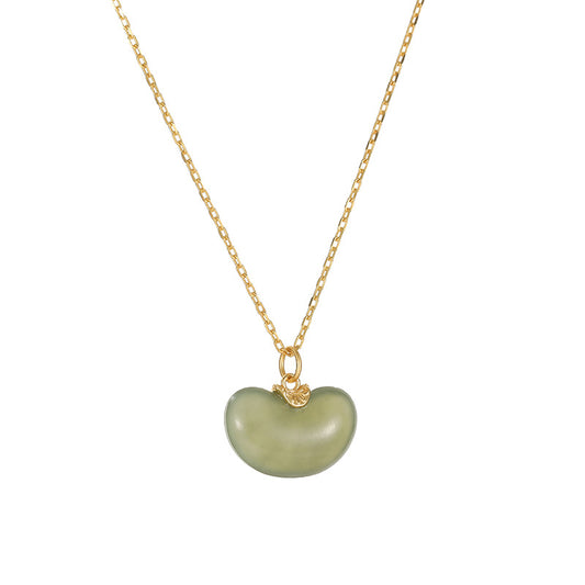 Fortune's Favor S925 Silver Necklace with Hetian Jade Pendant for Women