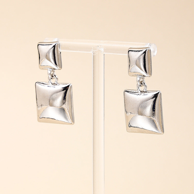 Retro Geometric Metal Earrings - Vienna Verve Collection