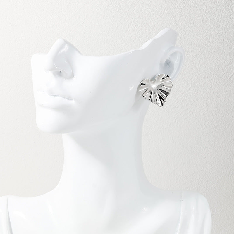 Chic Metal Love Pleats Stud Earrings - Vienna Verve Collection