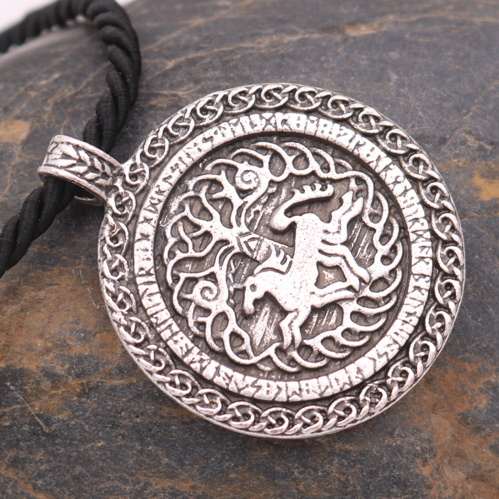 Retro Silver Warhorse Metal Necklace - Norse Legacy Collection