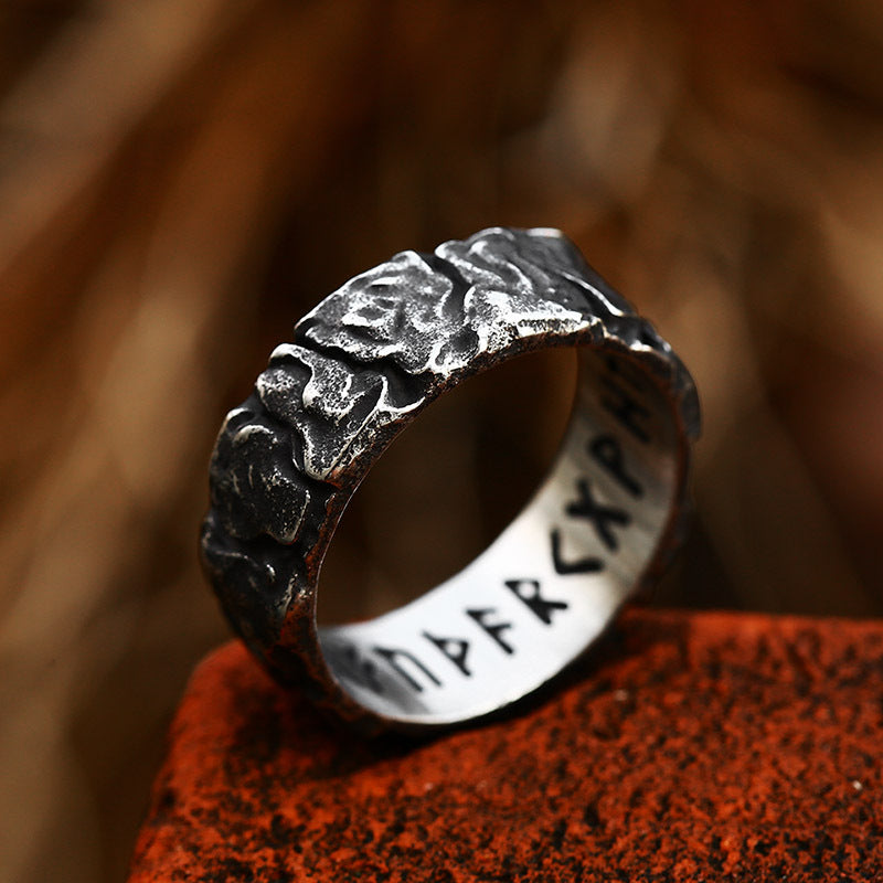 Nordic Viking-Inspired Titanium Steel Ring for Men - Retro Handcrafted Jewelry Wholesale