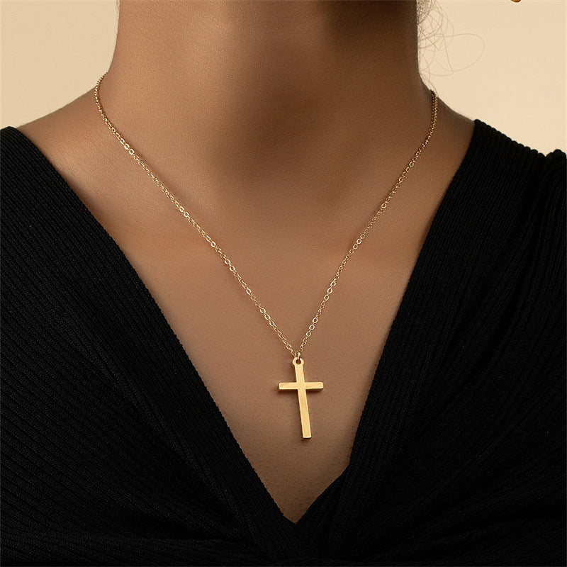 Simple Cross Alloy Pendant Necklace - Vienna Verve Collection