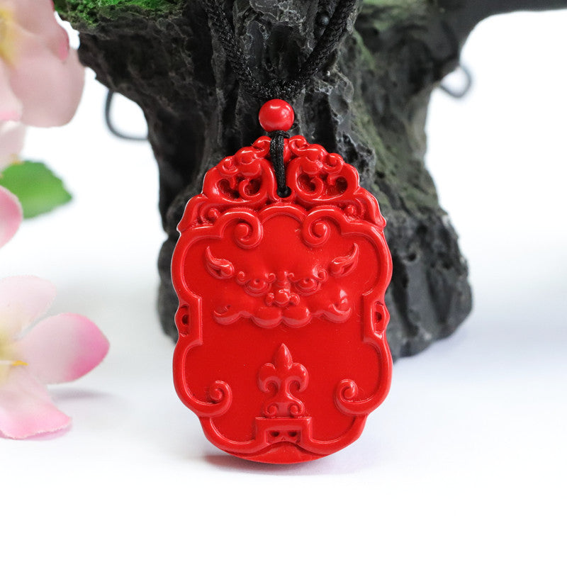 Red Sand Vermilion Sand Pixiu Ruyi Pendant with Cinnabar Stone