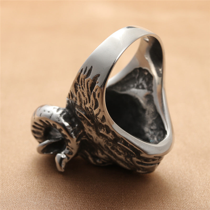 Titanium Steel Animal Ram Ring - Retro Trendy Men's Accessory in Stainless Steel