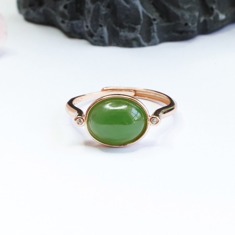 Hetian Jade Jasper Sterling Silver Ring