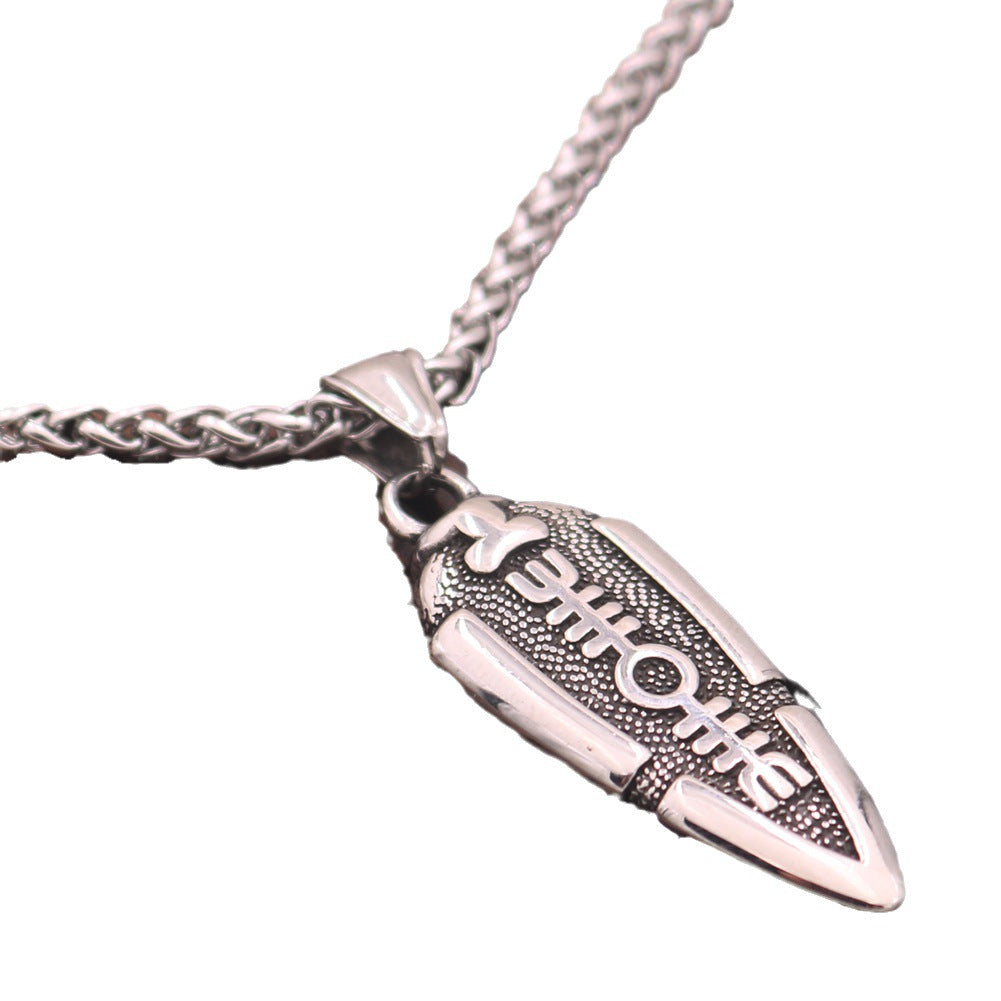 Warrior's Rune Protector Titanium Necklace for Men with Crow Pendant