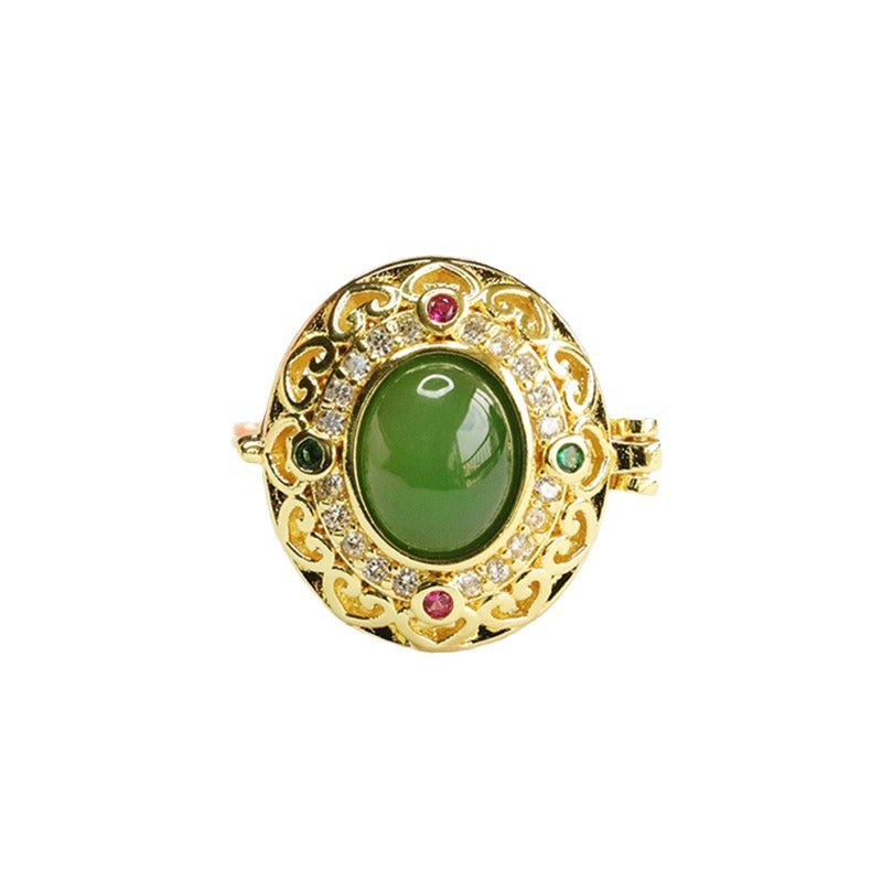 Elegant Oval Jasper Jade Sterling Silver Ring