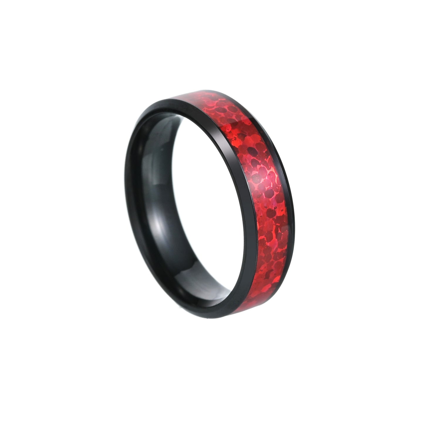 European and American Titanium Red Opal Couple Rings - Vacuum Plated Jewelry for Men and Women