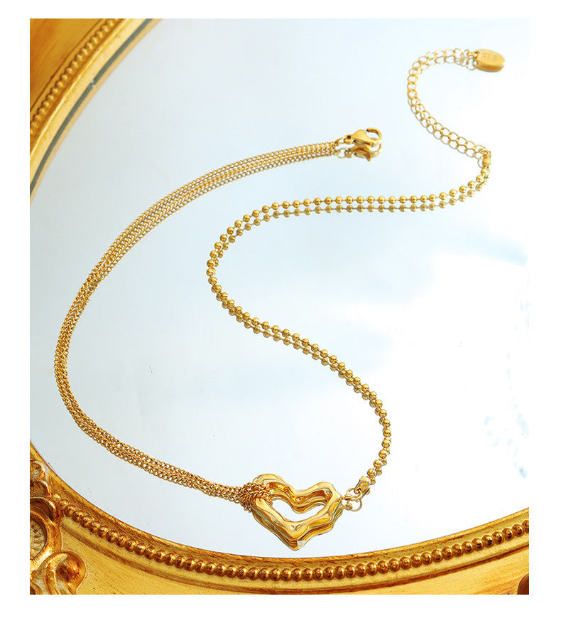 18k Gold Irregular Heart Pendant Necklace - Planderful Everyday Genie Collection