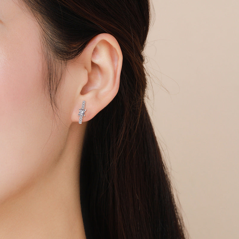 Korean Style Sterling Silver Zircon Earrings