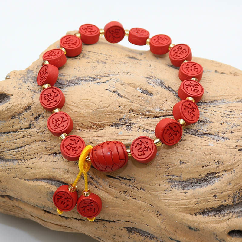 Red Sand and Sterling Silver Cinnabar Blessing Bracelet