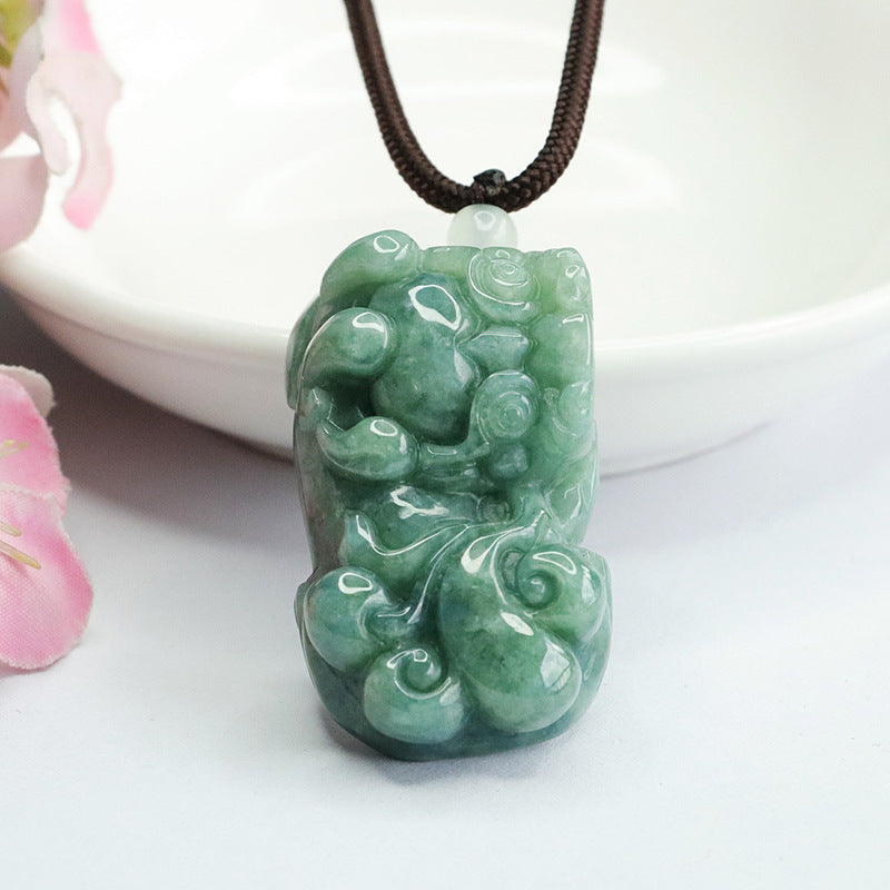 Jade Fortune Pixiu Sterling Silver Pendant