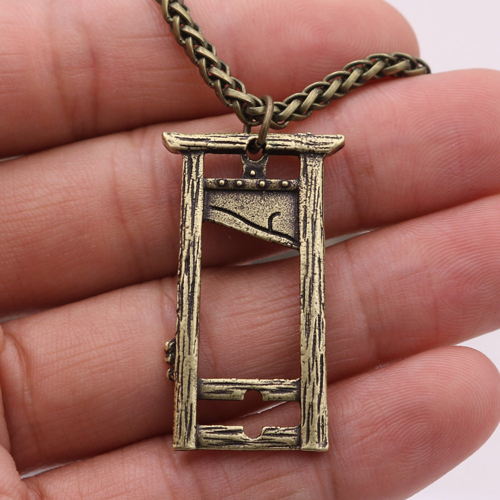 Gothic Rock Pendant Necklace with Axe Photo Frame Detail