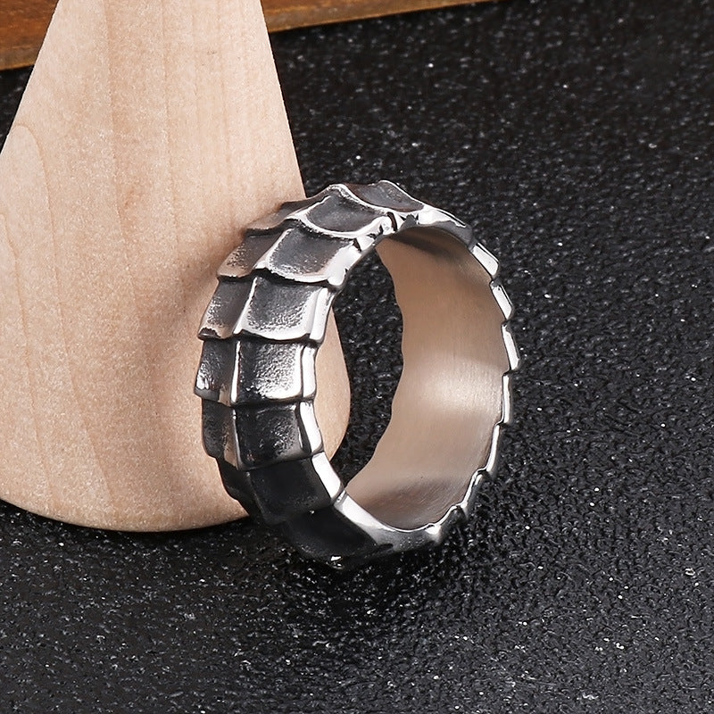 Personalized Dragon Body Stainless Steel Ring with Zircon Accents for Men