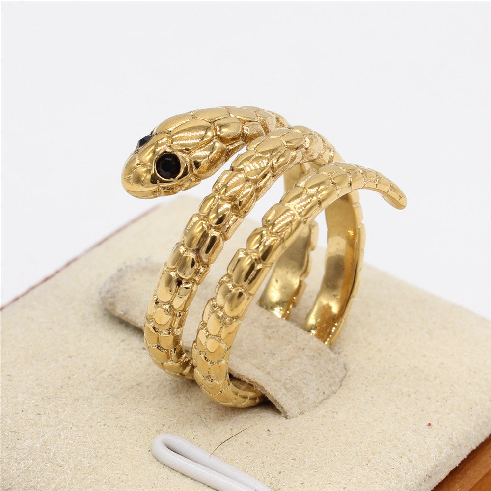 Retro Fashion Snake Titanium Steel Ring for Men