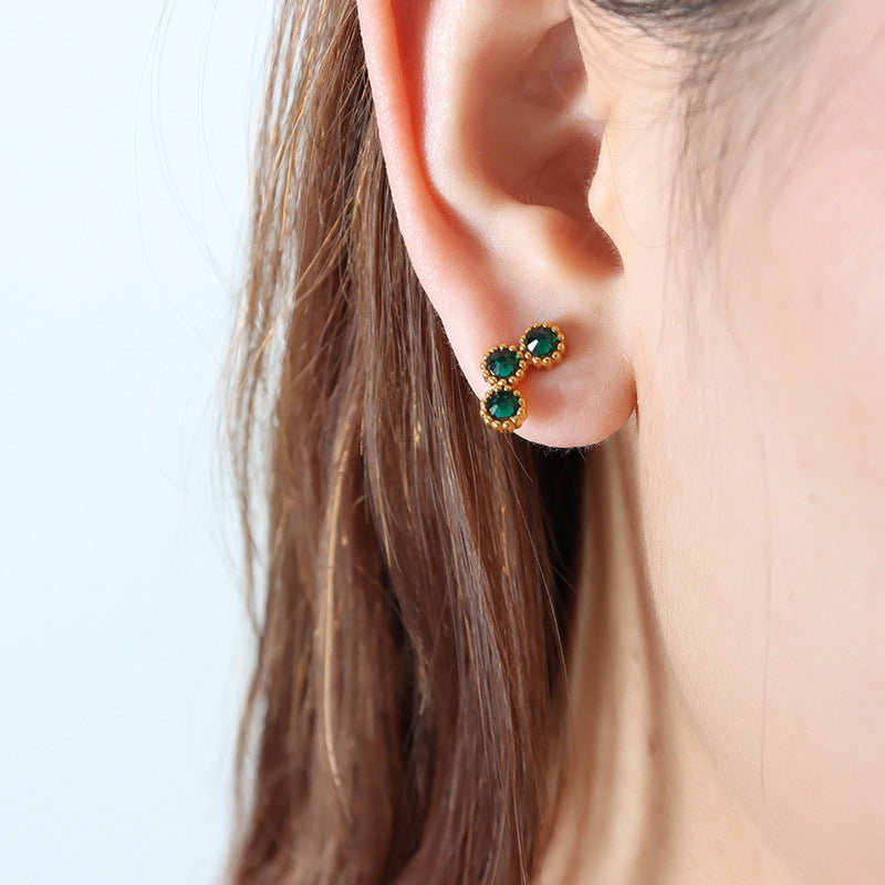 Crystal Inlaid Gold-Plated Earrings with Metal Needle - Everyday Genie Collection