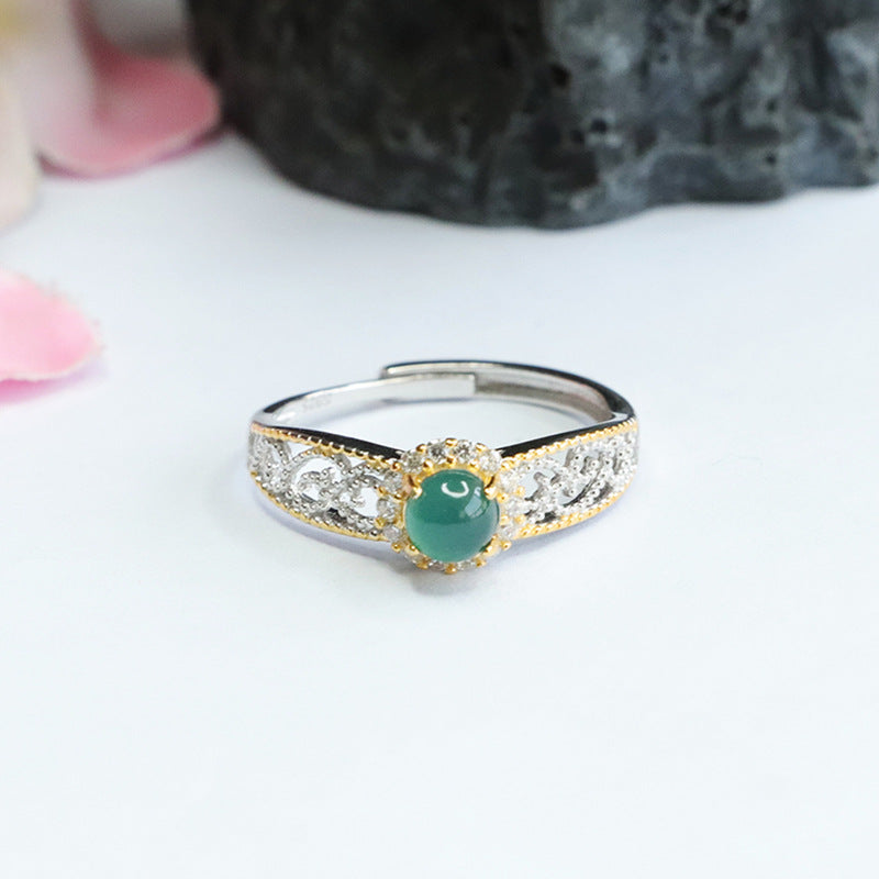 Ice Blue Green Jade Zircon Sterling Silver Ring