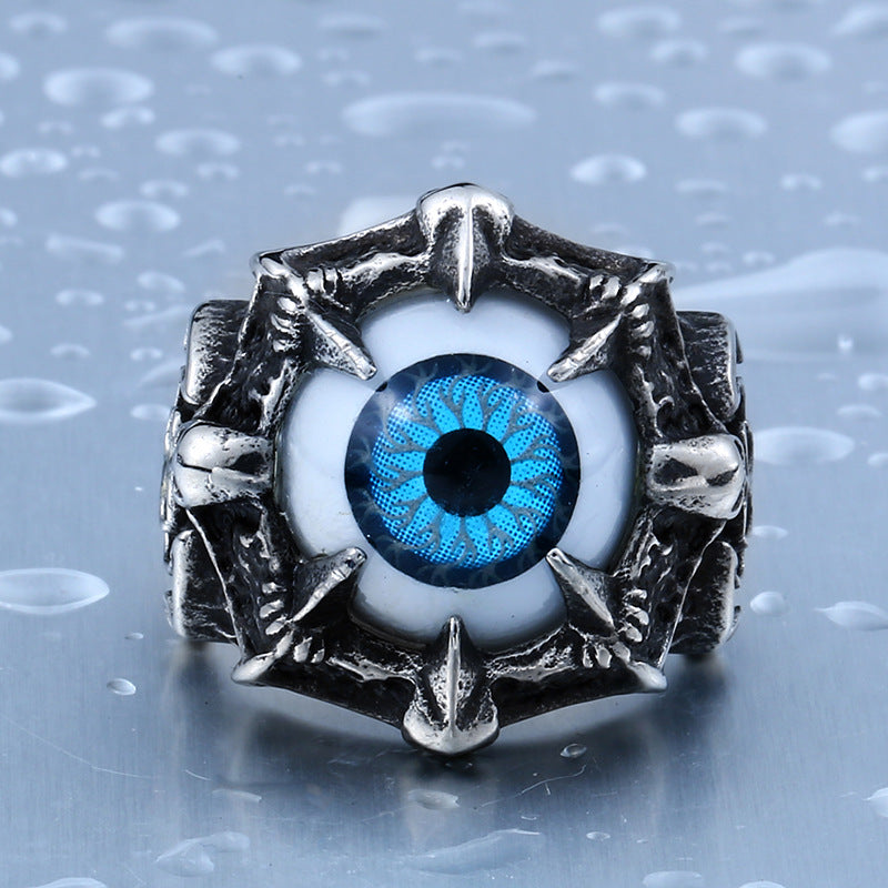 Personalized Men's Titanium Steel Death Demon Eye Ring - European and American Style