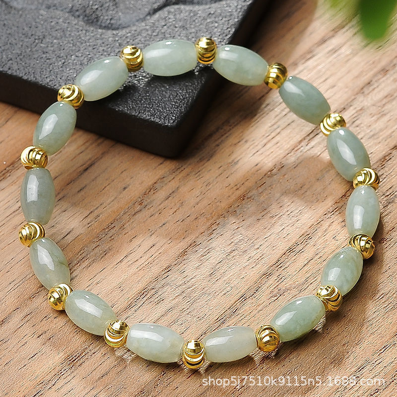 Jade Rice-Shaped Hand Chain Bracelet