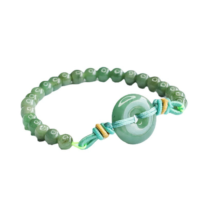 Myanmar Jade Bracelet with Sterling Silver Safety Buckle