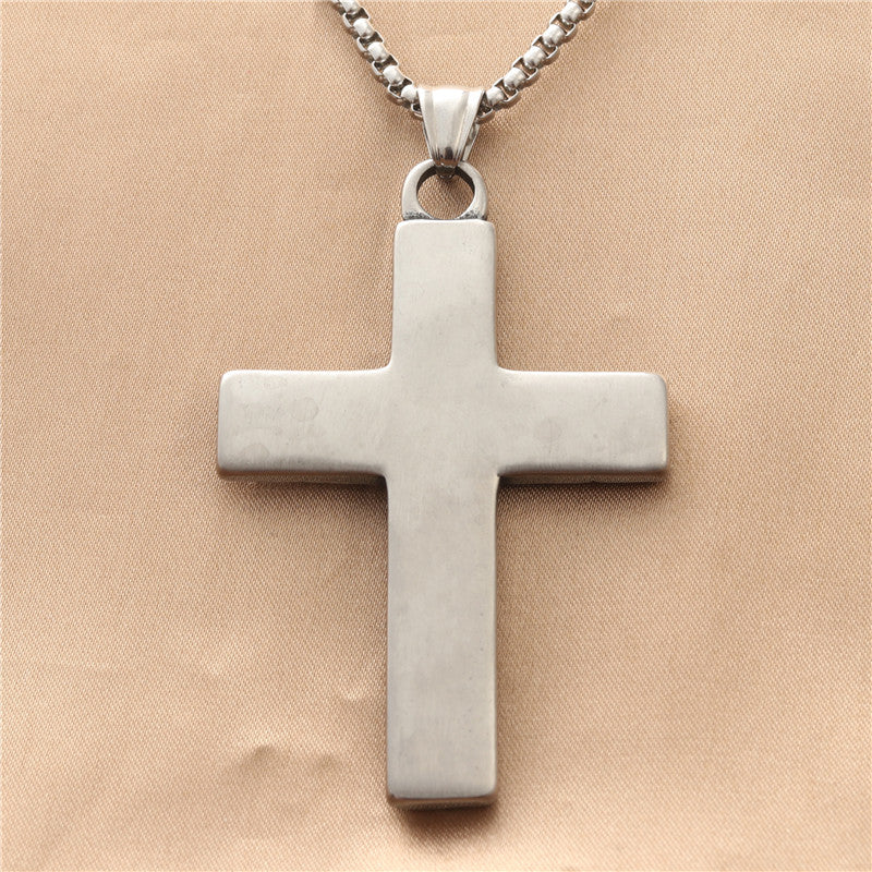 Personalized Retro Titanium Steel Cross Pendant Necklace for Men - Trendy Punk Style