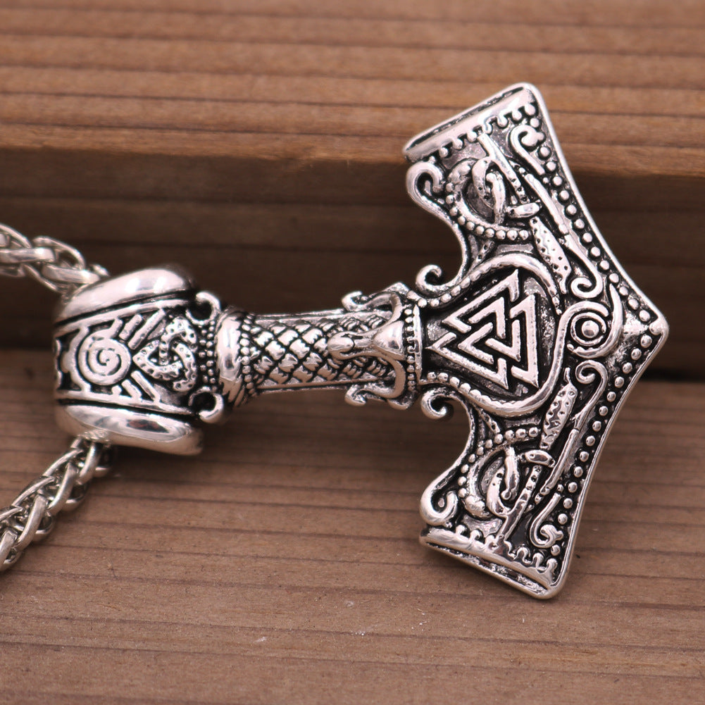 Viking Odin Thunder God Hammer Pendant Necklace - Premium Norse Legacy Collection