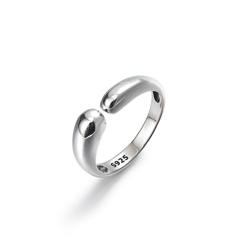 Geometric Arc Line Design Opening Sterling Silver Ring