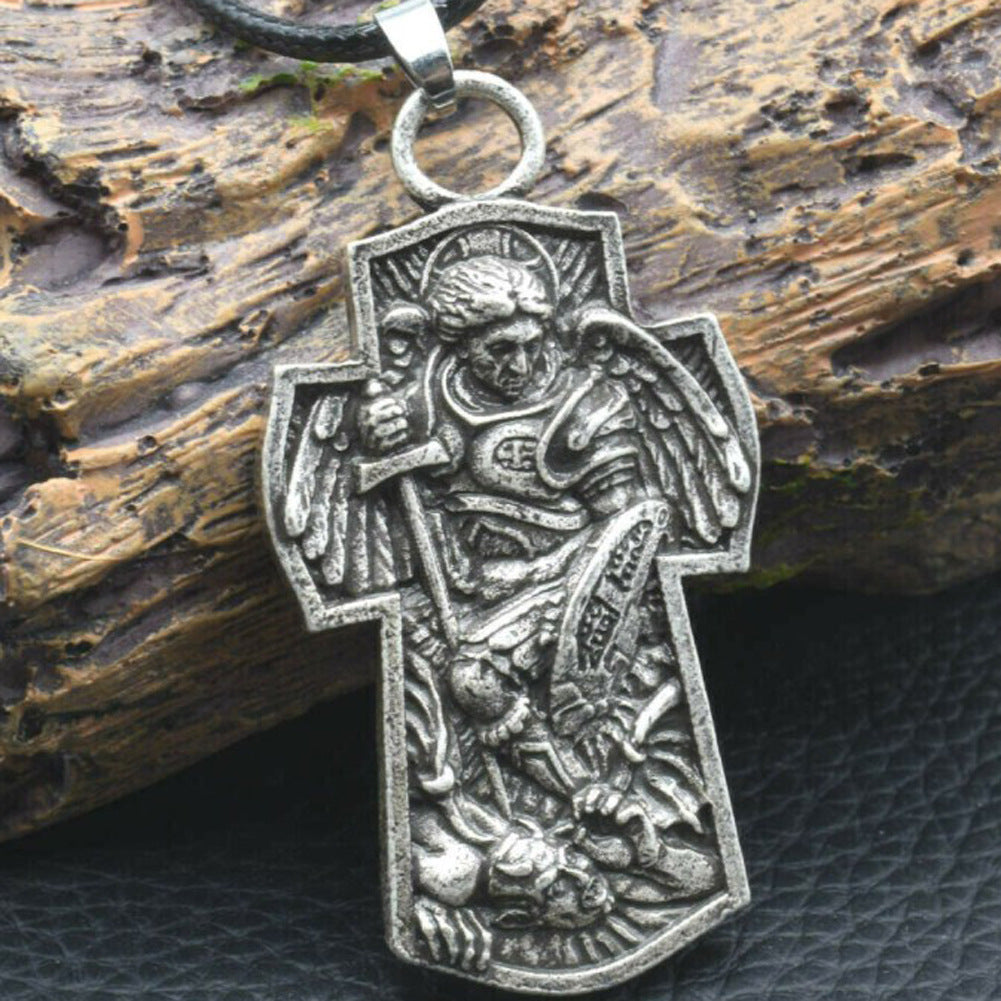 Saint Michael Archangel Alloy Necklace - European and American Style Men's Pendant from Planderful Collection