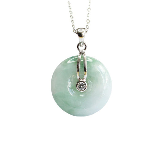 Sterling Silver and Natural Jade Necklace with Fortune's Favor Buckle