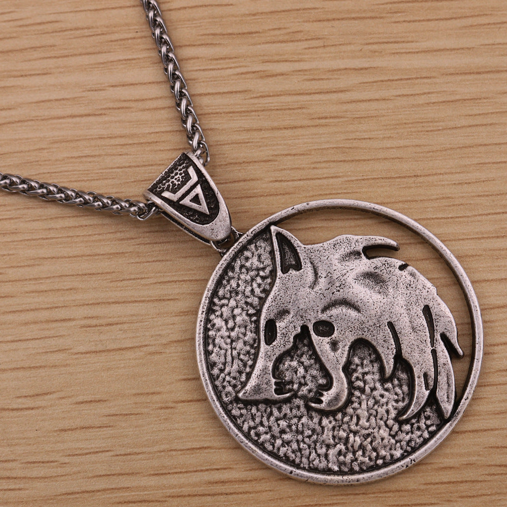 Wolf Head Witcher Pendant Necklace - European and American Men's Jewelry