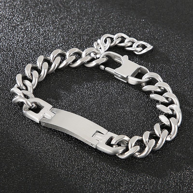 Trendy Hip Hop Cuban Chain Bracelet for Men - European and American Style Titanium Steel Accessory